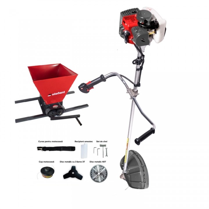 Motocoasa Bisonte BC 5200+Zdrobitor de struguri manual Elefant HGP-50