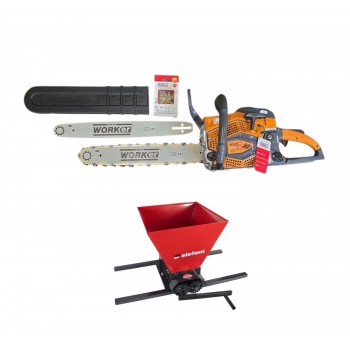 Цепная пила бензиновая Technoworker DB5802 Pro+Ручная дробилка для винограда Elefant HGP-50