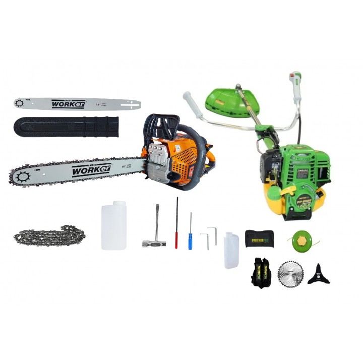 Набор Триммер бензиновый Partner Pro PP5600 4T+Цепная пила бензиновая Technoworker DB5802 Pro