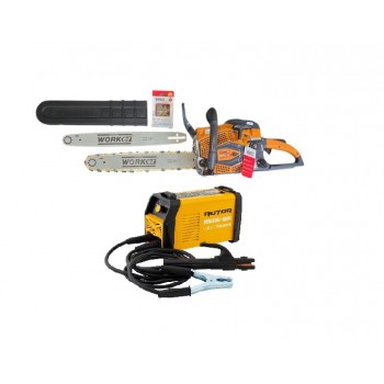 Ferăstrău cu lanţ pe benzină Technoworker DB5802 Pro+Aparat de sudat Rotor MMA200-Mini