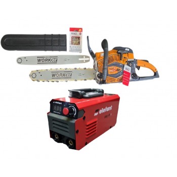 Ferăstrău cu lanţ pe benzină Technoworker DB5802 Pro+Aparat de sudat Elefant MMA-305A