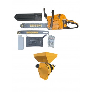 Ferăstrău cu lanţ pe benzină Champion Profi CH5800+Moara electrica Rotor MPC3900