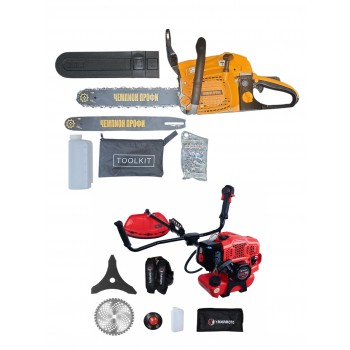 Set Motocoasa Yamamoto YMA.56 si Ferăstrău cu lanţ pe benzină Champion Profi CH5800