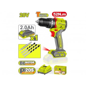 Masina de gaurit si insurubat cu acumulator DYLLU DTCDP5282 20V/1*2.0Ah