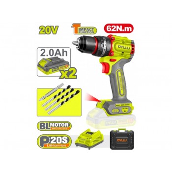 Masina de gaurit si insurubat cu acumulator DYLLU DTCDP6281 20V/2*2.0Ah