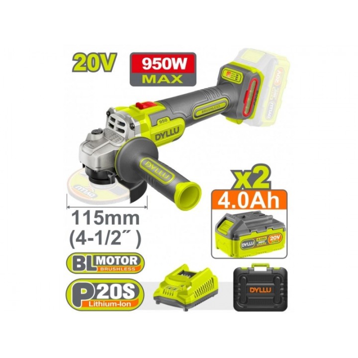 Болгарка аккумуляторная DYLLU DTLAP5322 115mm 2*4.0Ah