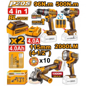 Набор из 4 инструментов на аккумуляторе INDUSTRIAL INGCO COSLI241292