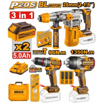 Набор из 3 аккумуляторных инструментов INDUSTRIAL INGCO COSLI250281